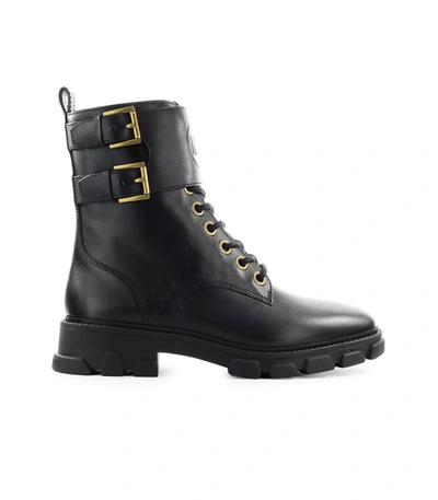 Shop Michael Kors Ridley Black Leather Combat Boot In Nero