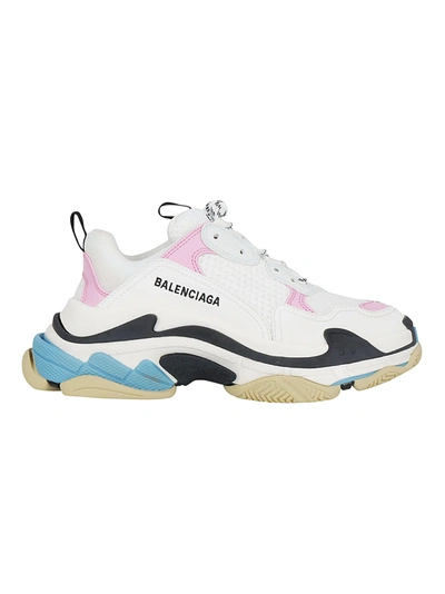 Shop Balenciaga Triple S Sneakers In Pink/white/blue