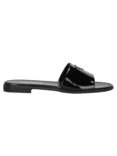 Shop Prada Logo Detail Sandal In Black