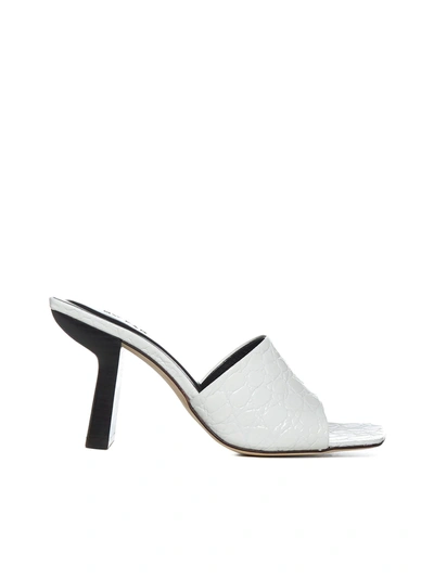 Shop By Far Liliana Crocodile-effect Leather Sandals In Pure White