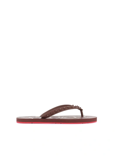 Christian Louboutin 10mm Loubi Flip Rubber Thong Sandals In Brown