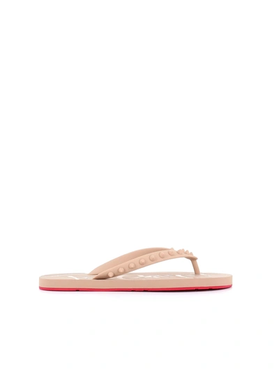 Shop Christian Louboutin Flip-flop Loubi Flip In Nude