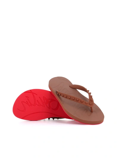 Christian Louboutin 10mm Loubi Flip Rubber Thong Sandals In Brown/clear