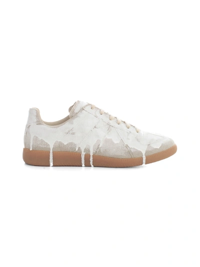 Shop Maison Margiela Replica Low Top Sneakers In Natural White Mat