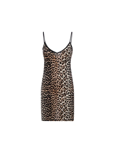 Shop Ganni Lingerie Dress In Leopard