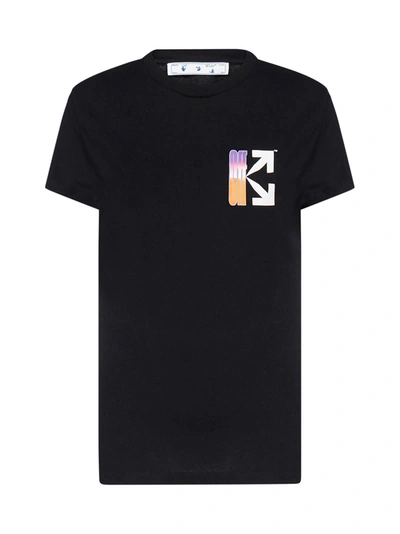 Shop Off-white Gradient Logo Cotton T-shirt In Black Multi