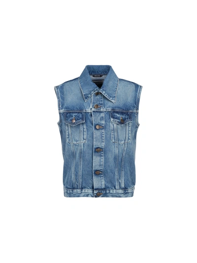 Shop Maison Margiela Denim Gilet In Blue