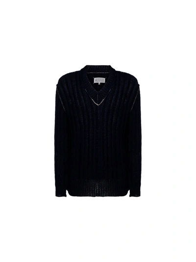 Shop Maison Margiela Sweater In Navy