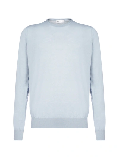 Shop Lanvin Back-logo Wool Sweater In Cloud