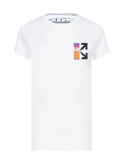 Shop Off-white Gradient Logo Cotton T-shirt In White Multi