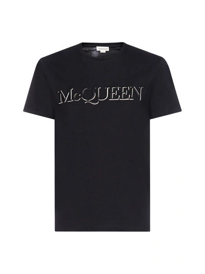 Shop Alexander Mcqueen Logo Cotton T-shirt In Black Mix