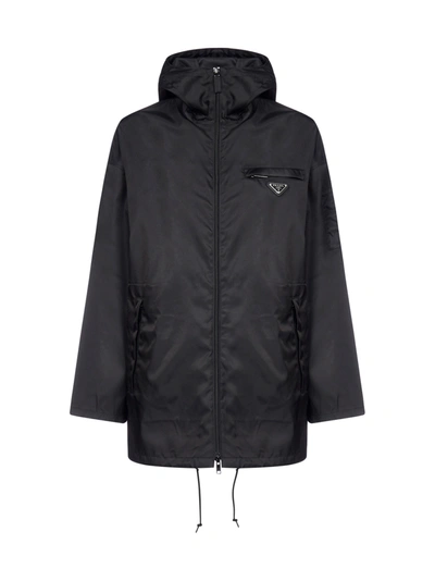 Shop Prada Re-nylon Hooded Jacket In Nero