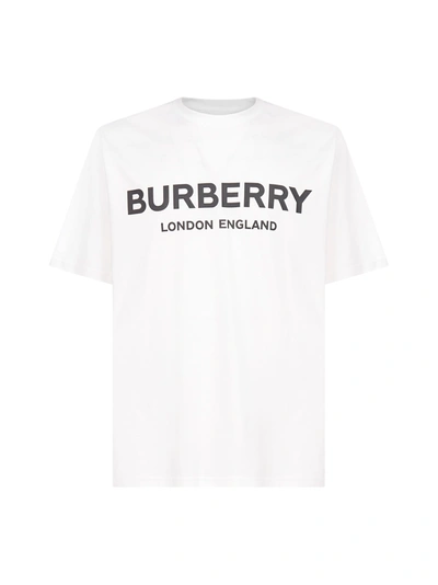 Shop Burberry Logo Cotton T-shirt In White