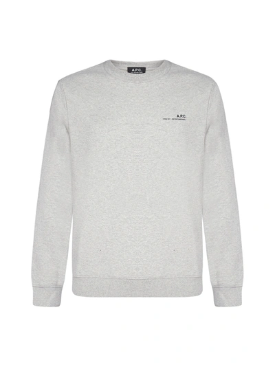Shop Apc Item Cotton Sweatshirt In Heathered Grey