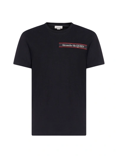 Shop Alexander Mcqueen Logo-tape Cotton T-shirt In Black