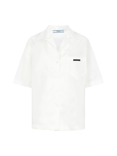 Shop Prada Re-nylon Shirt In Bianco