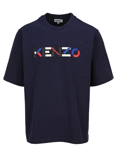 Shop Kenzo Logo T-shirt In Navy