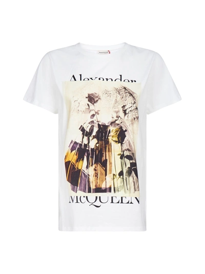 Shop Alexander Mcqueen Logo And Print Cotton T-shirt In White