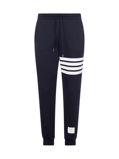 Shop Thom Browne 4-bar Cotton Track Pants In Navy