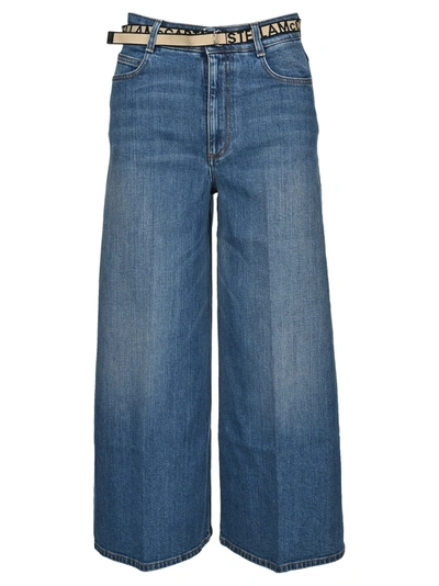 Shop Stella Mccartney Cropped Wide Leg Jeans In Blue