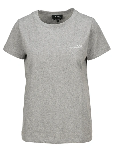 Shop Apc A.p.c. Micro Logo Print T-shirt In Grey Melange