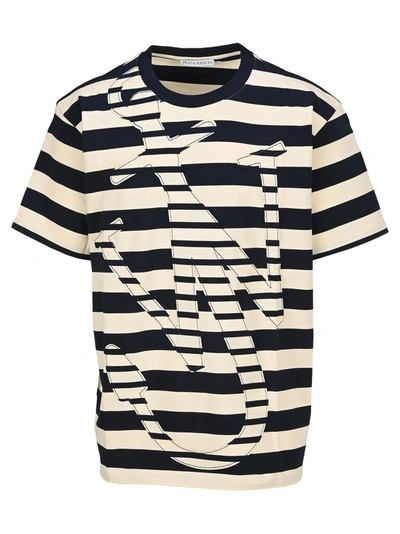 Shop Jw Anderson Oversize Anchor T-shirt In Navy White