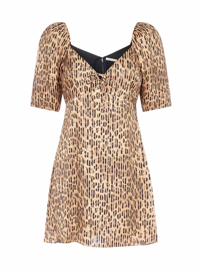 Shop Alice And Olivia Dana Leopard Print Viscose-blend Mini Dress In Spotted Leopard Sm