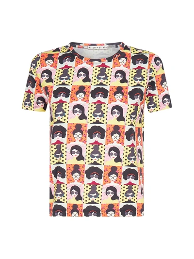Shop Alice And Olivia Rylyn Print Cotton T-shirt In Stace Tribe