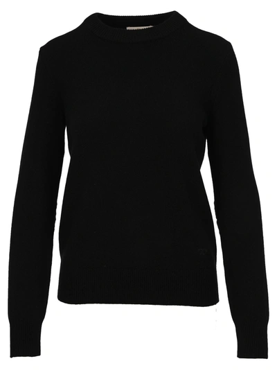 Shop Tory Burch Cachmere Jumper With Sequin Elbow Patches In Black