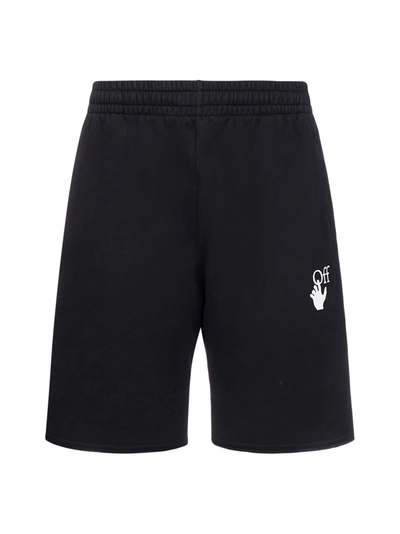 Shop Off-white Marker Cotton Shorts In Black Fuchsia