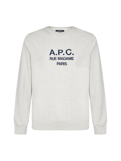 Shop Apc Rufus Cotton Sweatshirt In Heathered Ecru