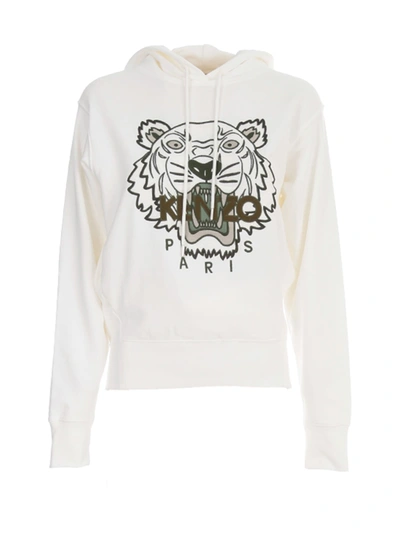 Shop Kenzo Classic Tiger Classic Hoodie In White