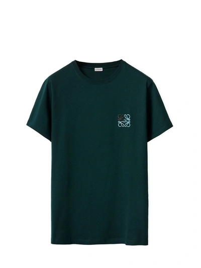 Shop Loewe Anagram T-shirt In Forest Green