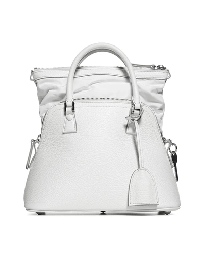 Shop Maison Margiela 5ac Leather Crossbody Bag In White Bright Finishing