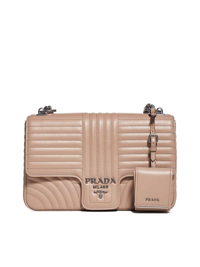 Shop Prada Diagramme Quilted Leather Large Bag In Cammeo2