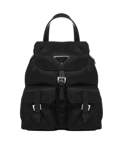 Shop Prada Logo-plaque Nylon Mini Backpack In Nero