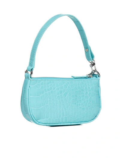 Shop By Far Mini Rachel Crocodile-effect Leather Bag In Aqua Blu