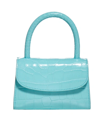Shop By Far Mini Crocodile-effect Leather Bag In Aqua Blu