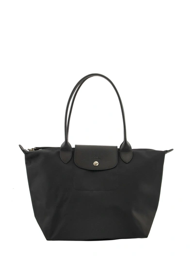Shop Longchamp Le Pliage Néo - Soulder Bag S In Black/ebony
