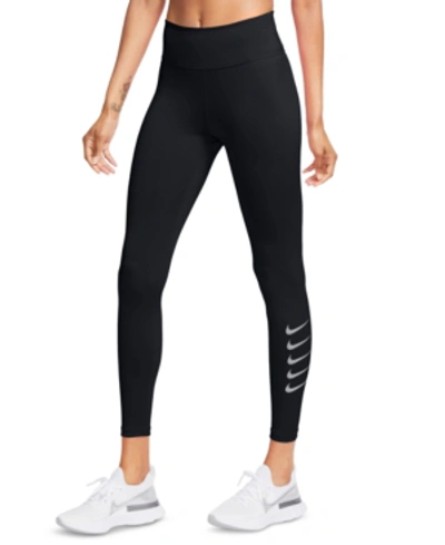 Shop Nike Women's Logo Dri-fit Leggings In Black/reflective Silv