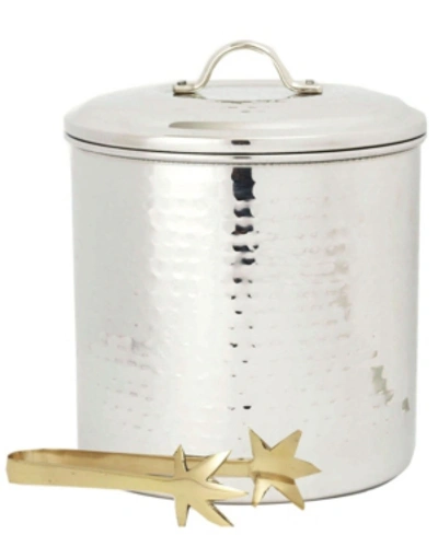 Shop Old Dutch International Hammered Stainless Steel Ice Bucket With Brass Tongs,3-quart In Silver