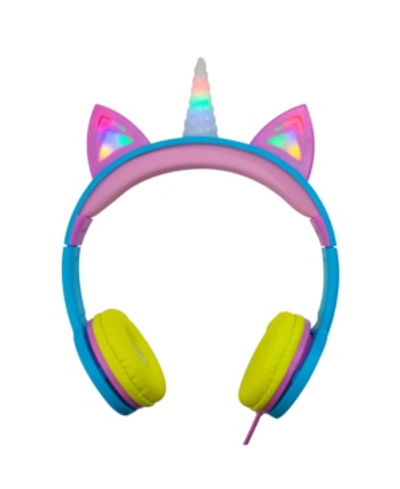 Shop Gabba Goods Kids Safesounds Unicorn Led Light-up Wired Headphones In Rainbow
