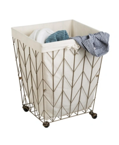 Shop Honey Can Do Chevron Wire Hamper In Antique Gold