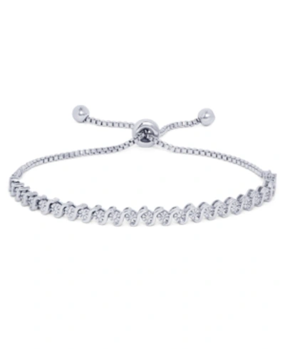 Macy's Diamond Accent S Link Adjustable Bolo Bracelet In Silver Plate In Silver