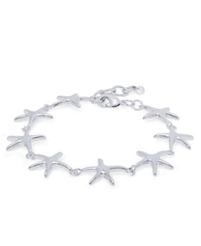 Macy's Starfish Link Bracelet In Silver Plate Or 18k Gold Plated In Silver