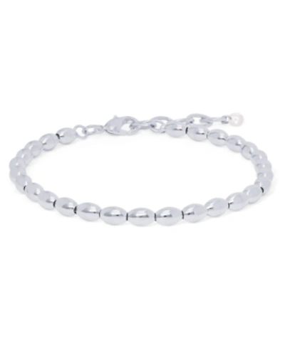 Macy's Silver Plated Oval Bead Link Bracelet In Silver