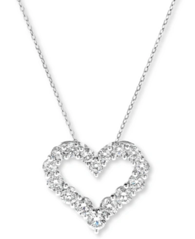 Shop Macy's Diamond Heart Pendant Necklace (2 Ct. T.w.) In 14k White Gold