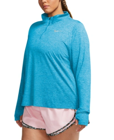 Shop Nike Element Plus Size Women's Half-zip Running Top In Laser Blue/reflective Silver