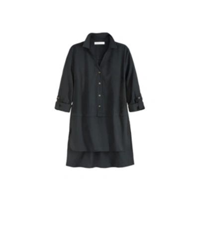 Shop Adyson Parker Women's Plus Size High Low Button Front Shirt In Black