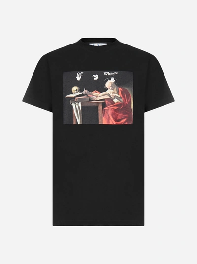 Shop Off-white Caravaggio Cotton T-shirt In Black Red